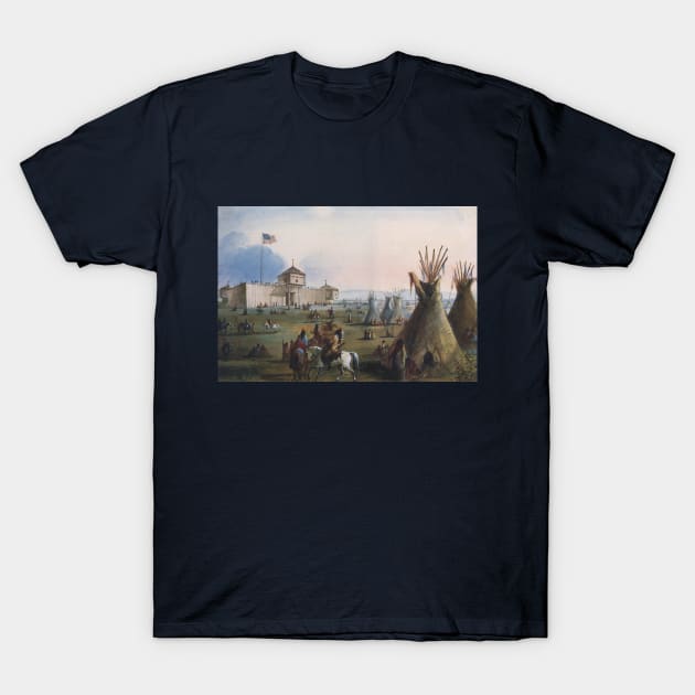 Fort Laramie (aka Sublette's Fort or Fort William) by Alfred Jacob Miller T-Shirt by MasterpieceCafe